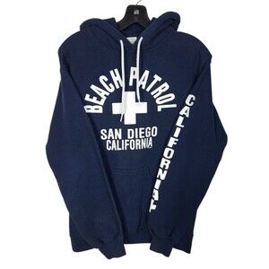 VTG 90s San Diego California Beach Patrol Drawstring Hoodie Unisex Size Small